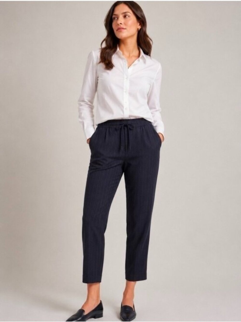 Closed Navy Pinstripe Jogger Trousers Wool Italian Fabric Size Small